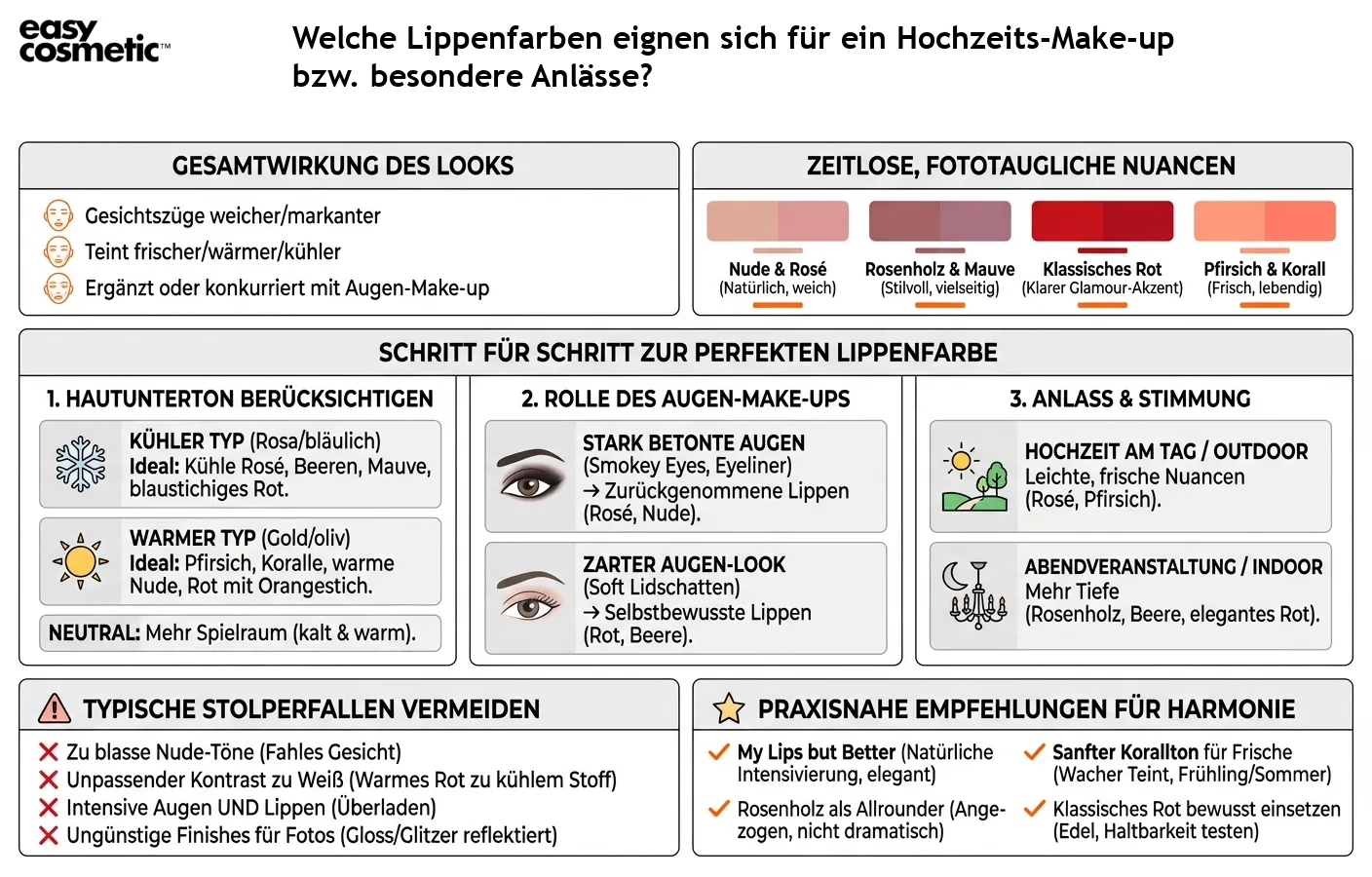 Welche Lippenfarben eignen sich für ein Hochzeits-Make-up bzw. besondere Anlässe?
