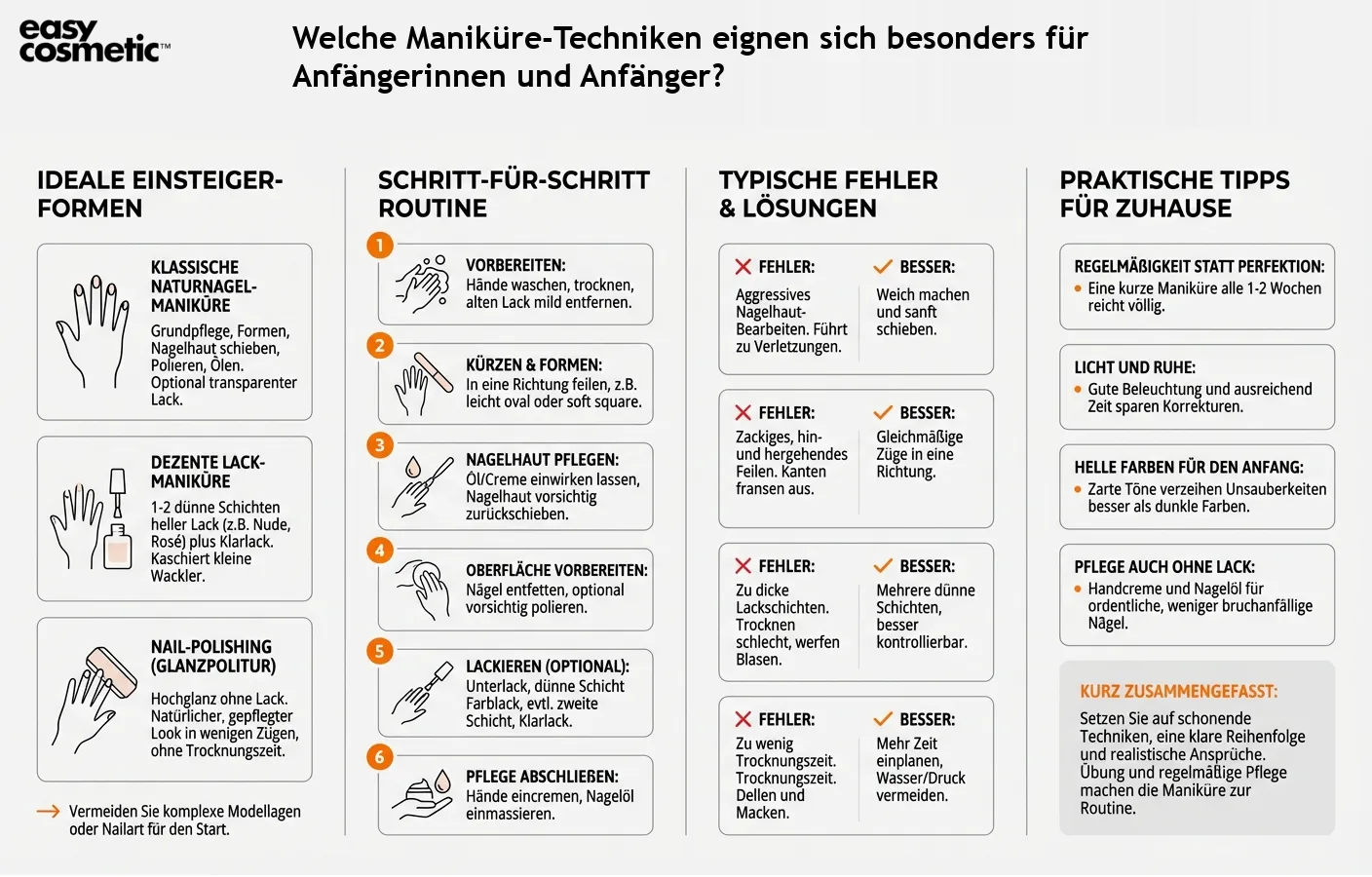 Welche Maniküre-Techniken eignen sich besonders für Anfängerinnen und Anfänger?