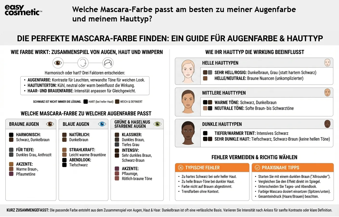 Welche Mascara-Farbe passt am besten zu meiner Augenfarbe und meinem Hauttyp?