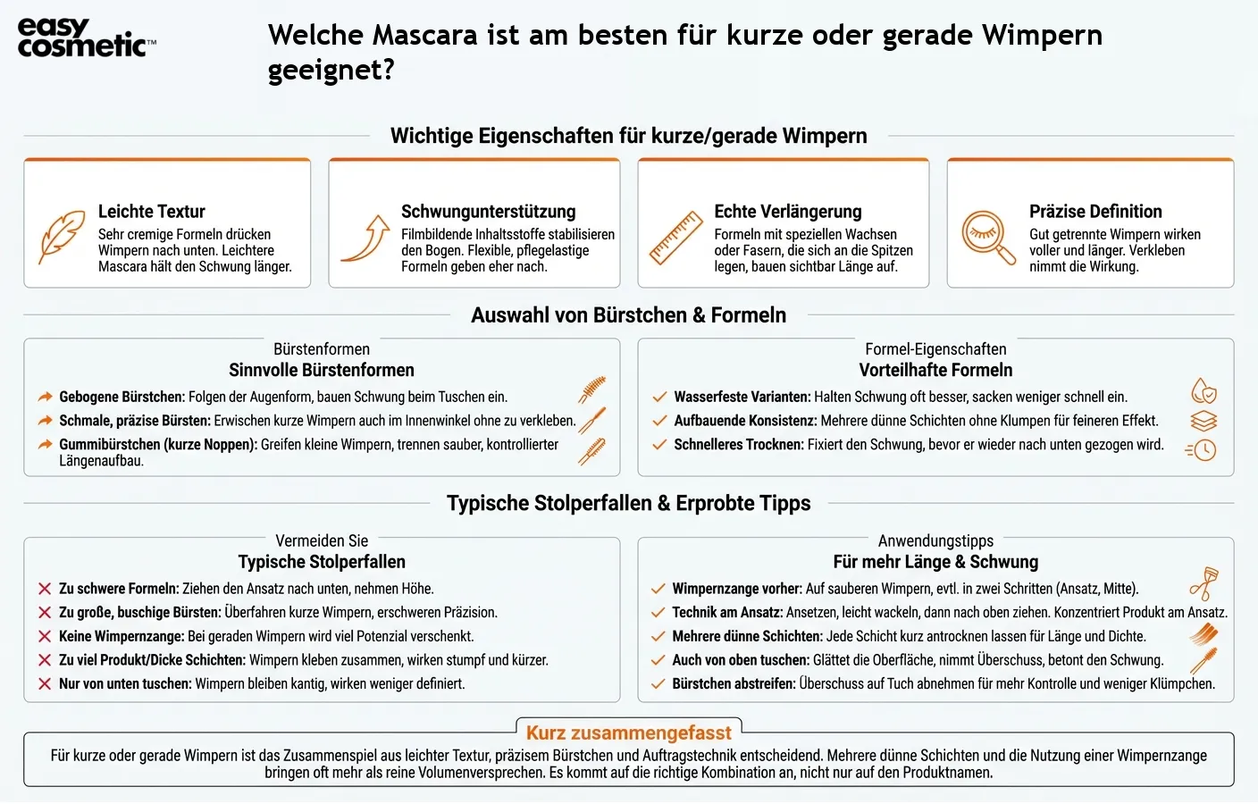 Welche Mascara ist am besten für kurze oder gerade Wimpern geeignet?