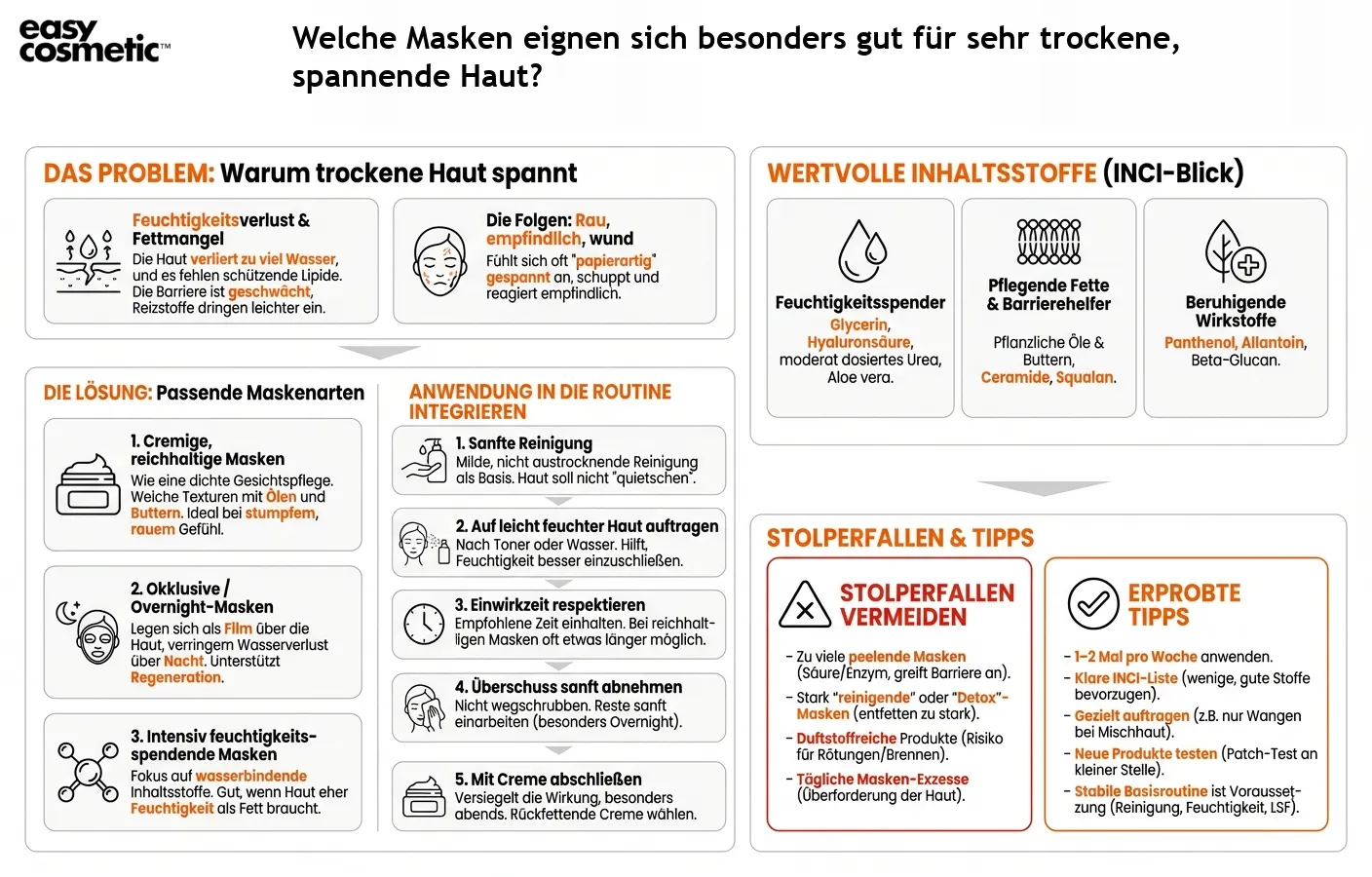 Welche Masken eignen sich besonders gut für sehr trockene, spannende Haut?