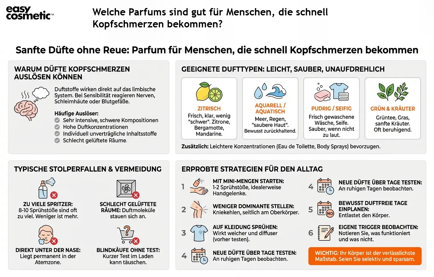 Welche Parfums sind gut für Menschen, die schnell Kopfschmerzen bekommen?