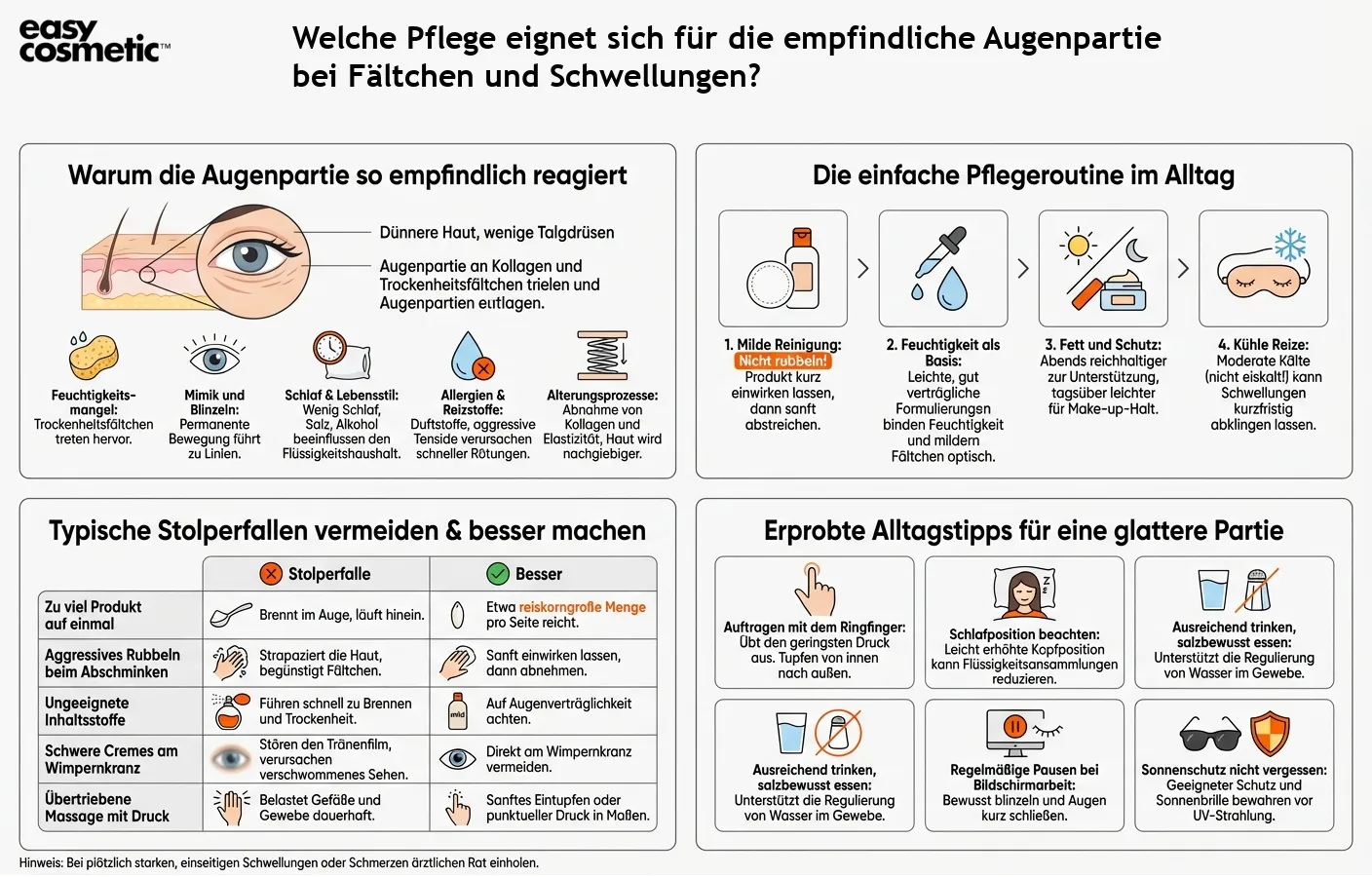 Welche Pflege eignet sich für die empfindliche Augenpartie bei Fältchen und Schwellungen?