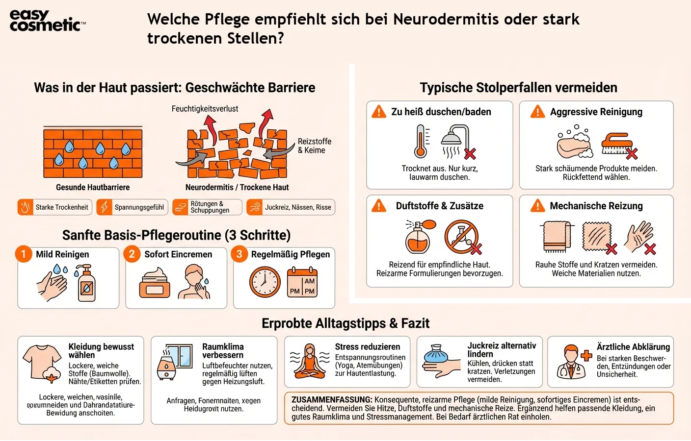 Welche Pflege empfiehlt sich bei Neurodermitis oder stark trockenen Stellen?