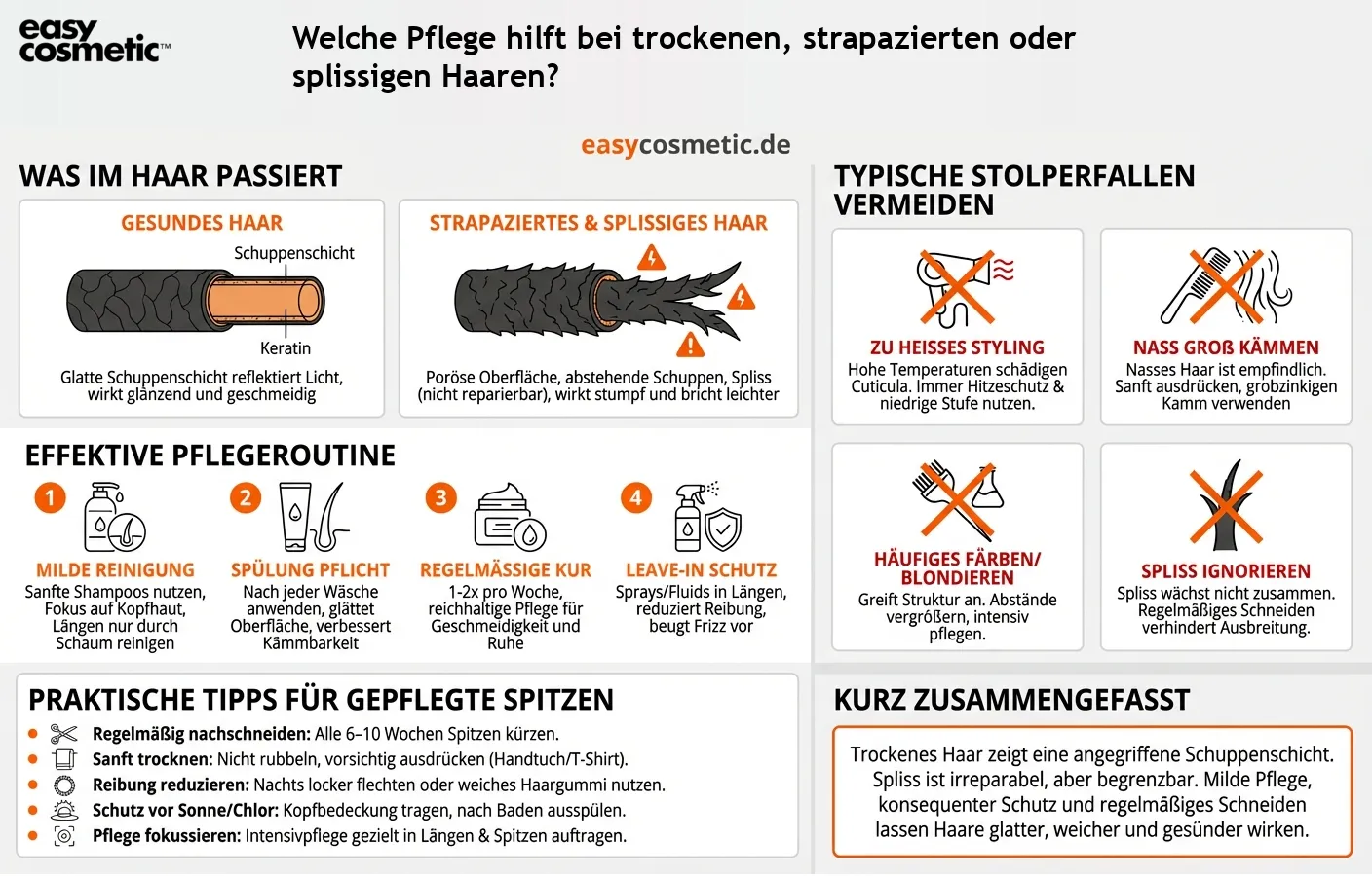 Welche Pflege hilft bei trockenen, strapazierten oder splissigen Haaren?