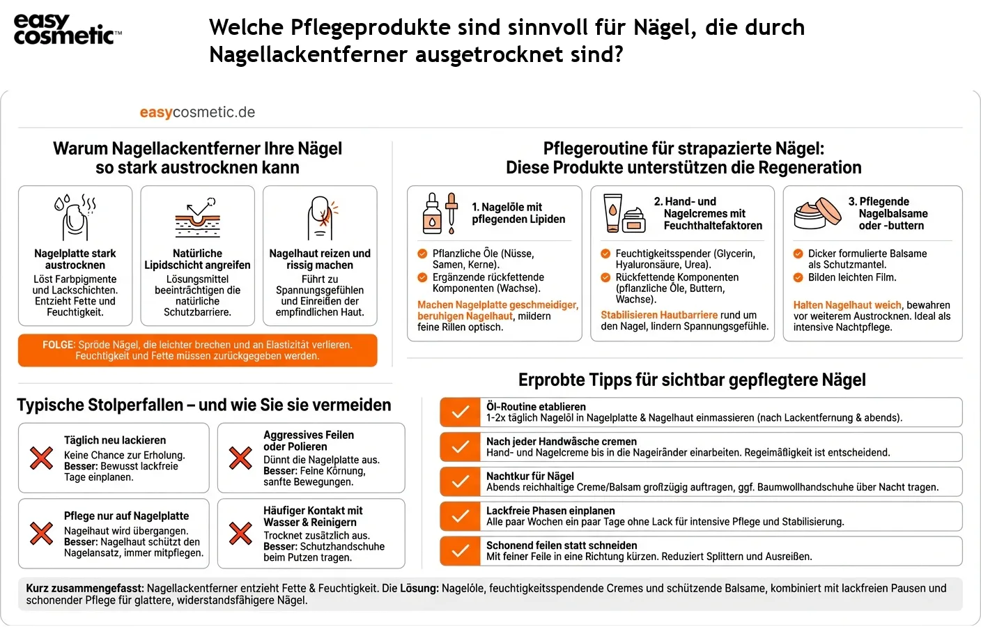 Welche Pflegeprodukte sind sinnvoll für Nägel, die durch Nagellackentferner ausgetrocknet sind?