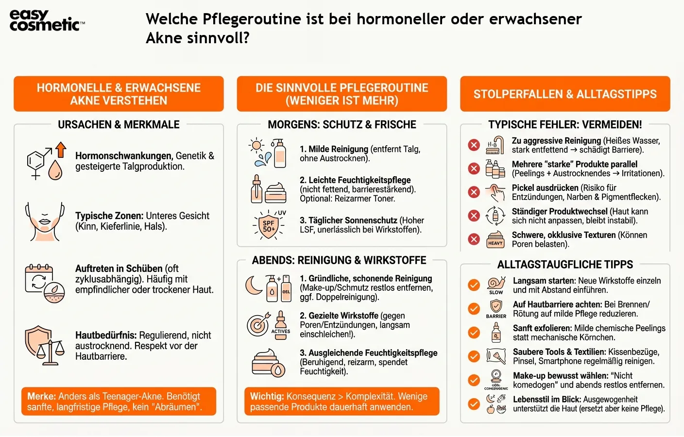 Welche Pflegeroutine ist bei hormoneller oder erwachsener Akne sinnvoll?
