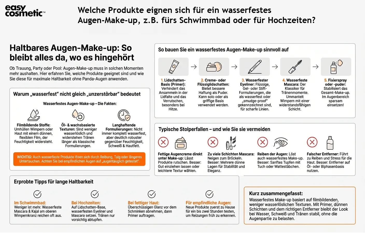 Welche Produkte eignen sich für ein wasserfestes Augen-Make-up, z.B. fürs Schwimmbad oder für Hochzeiten?