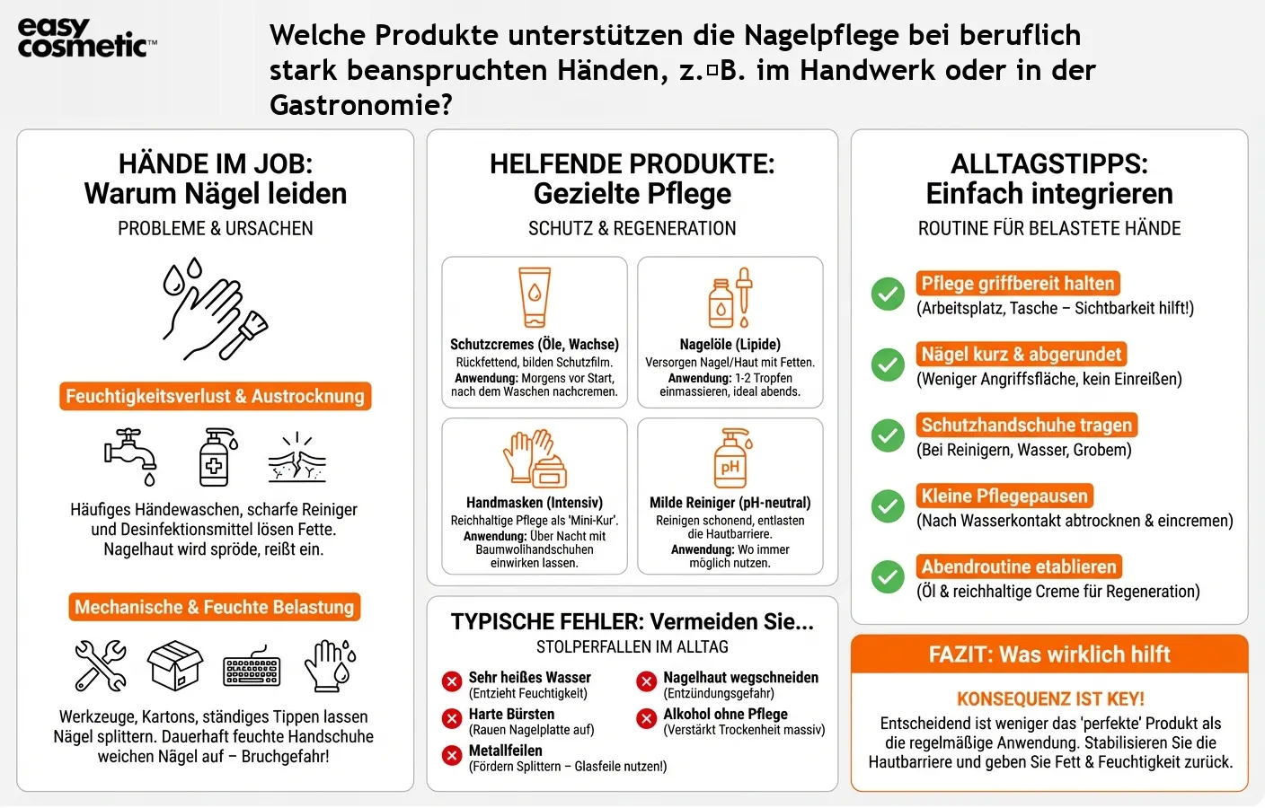 Welche Produkte unterstützen die Nagelpflege bei beruflich stark beanspruchten Händen, z. B. im Handwerk oder in der Gastronomie?
