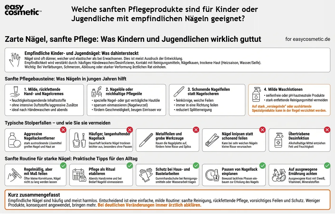 Welche sanften Pflegeprodukte sind für Kinder oder Jugendliche mit empfindlichen Nägeln geeignet?