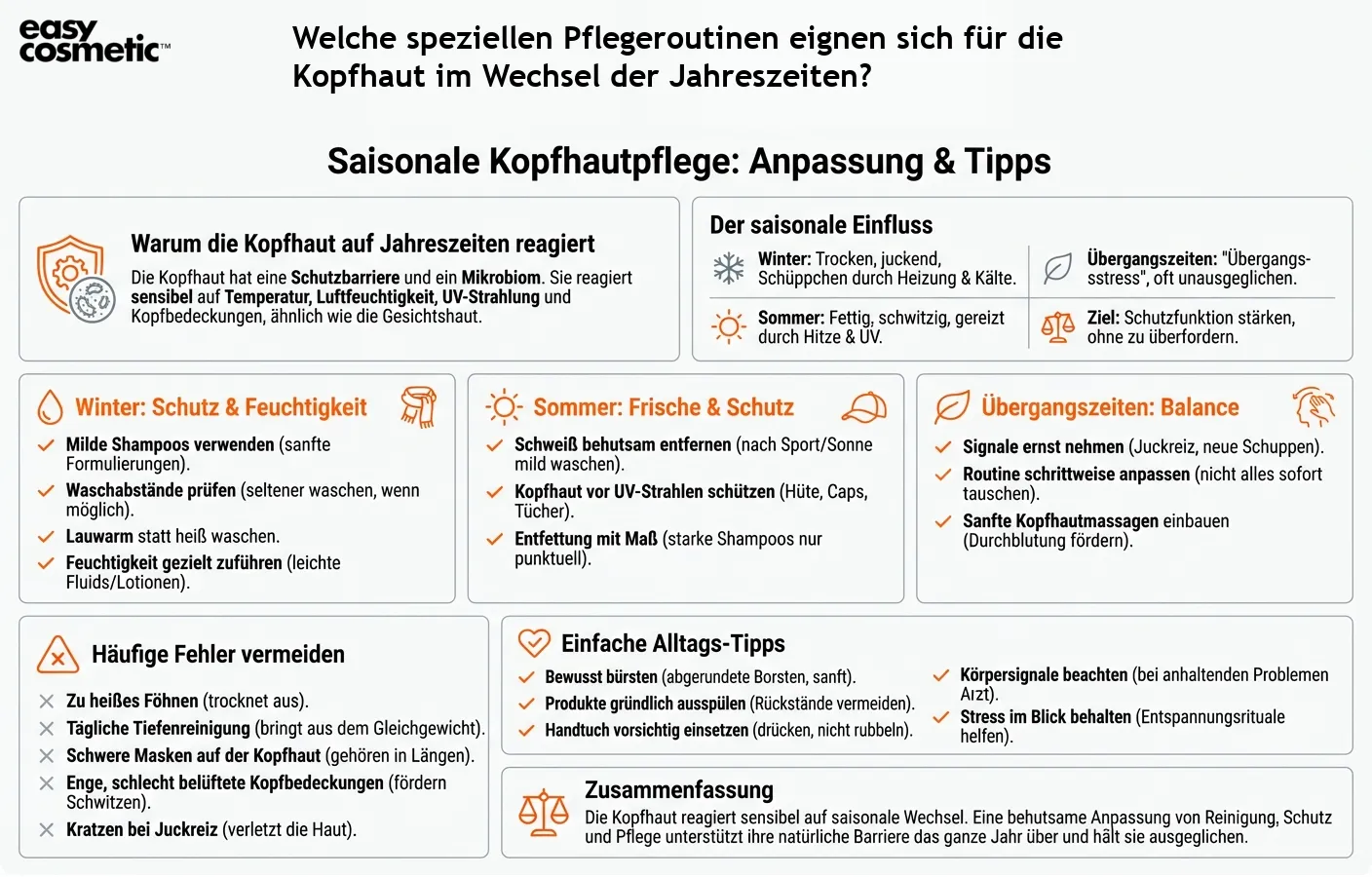 Welche speziellen Pflegeroutinen eignen sich für die Kopfhaut im Wechsel der Jahreszeiten?