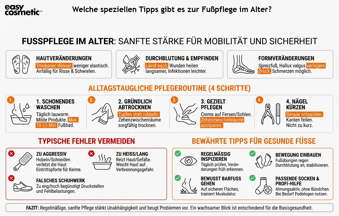 Welche speziellen Tipps gibt es zur Fußpflege im Alter?