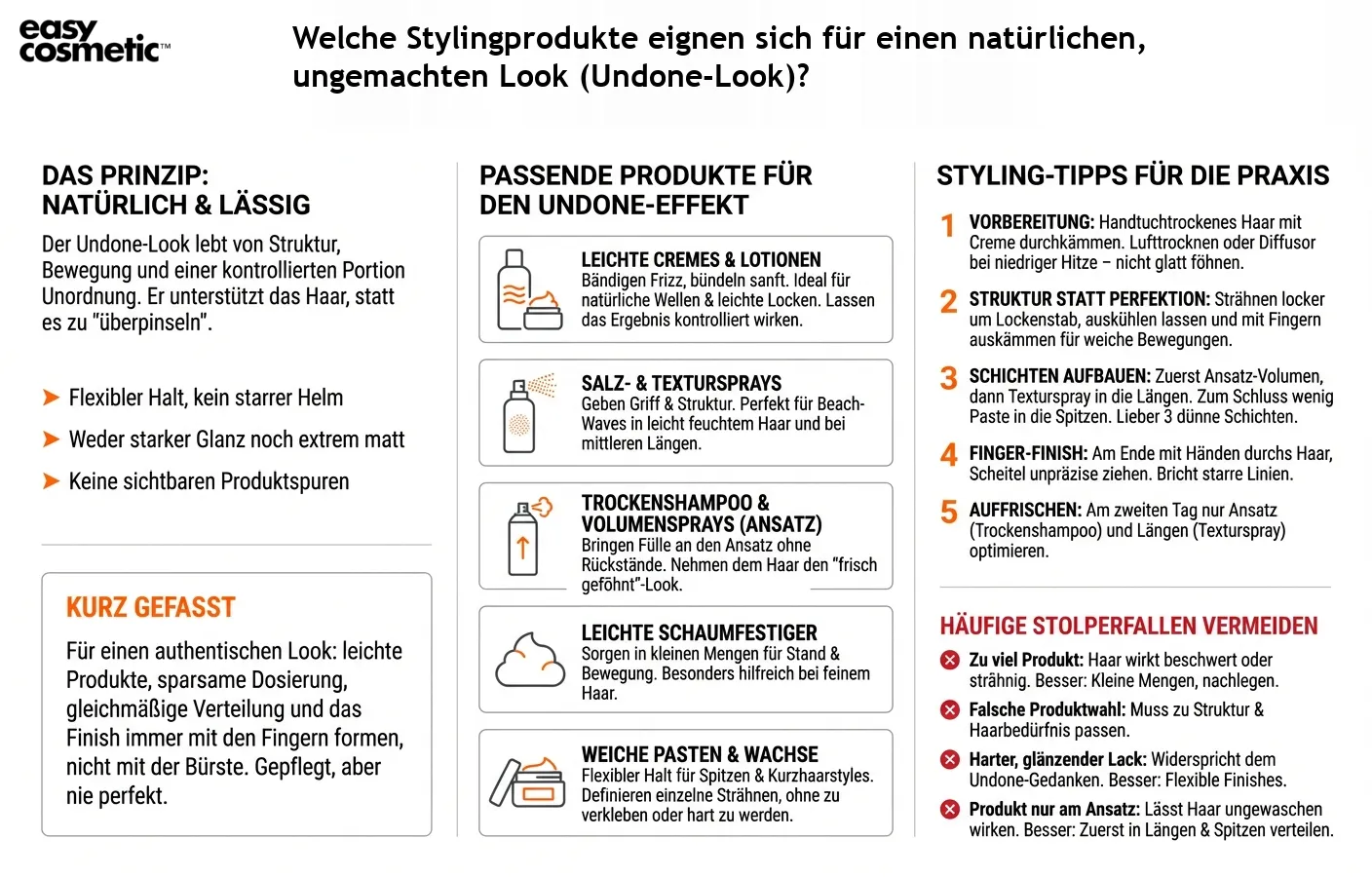 Welche Stylingprodukte eignen sich für einen natürlichen, ungemachten Look (Undone-Look)?