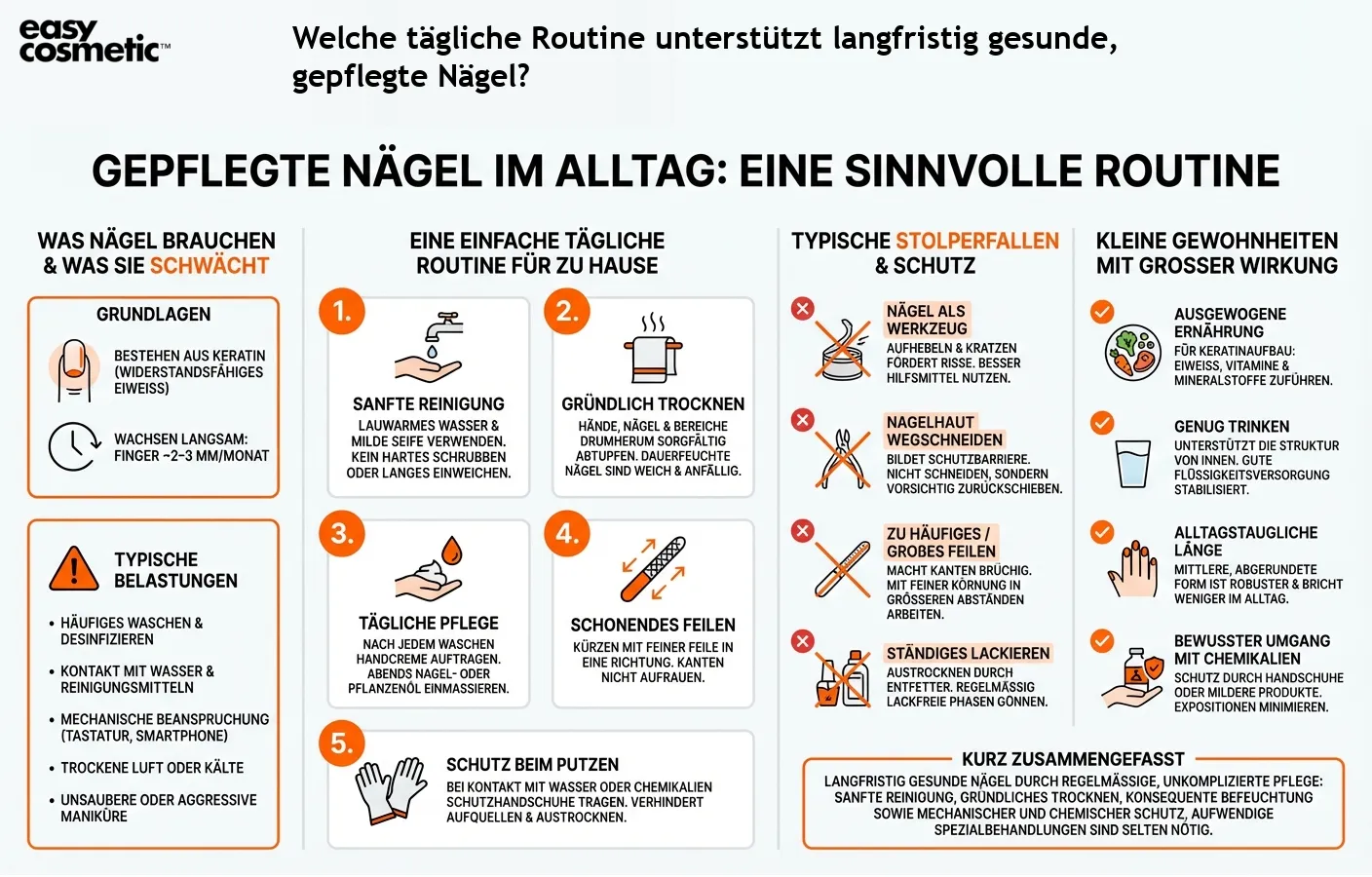 Welche tägliche Routine unterstützt langfristig gesunde, gepflegte Nägel?