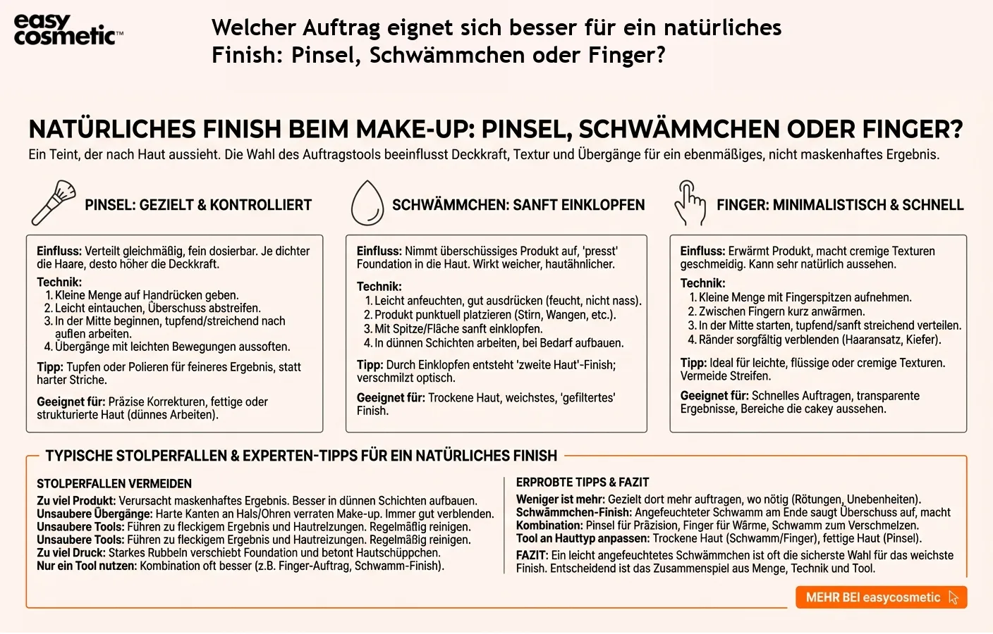 Welcher Auftrag eignet sich besser für ein natürliches Finish: Pinsel, Schwämmchen oder Finger?