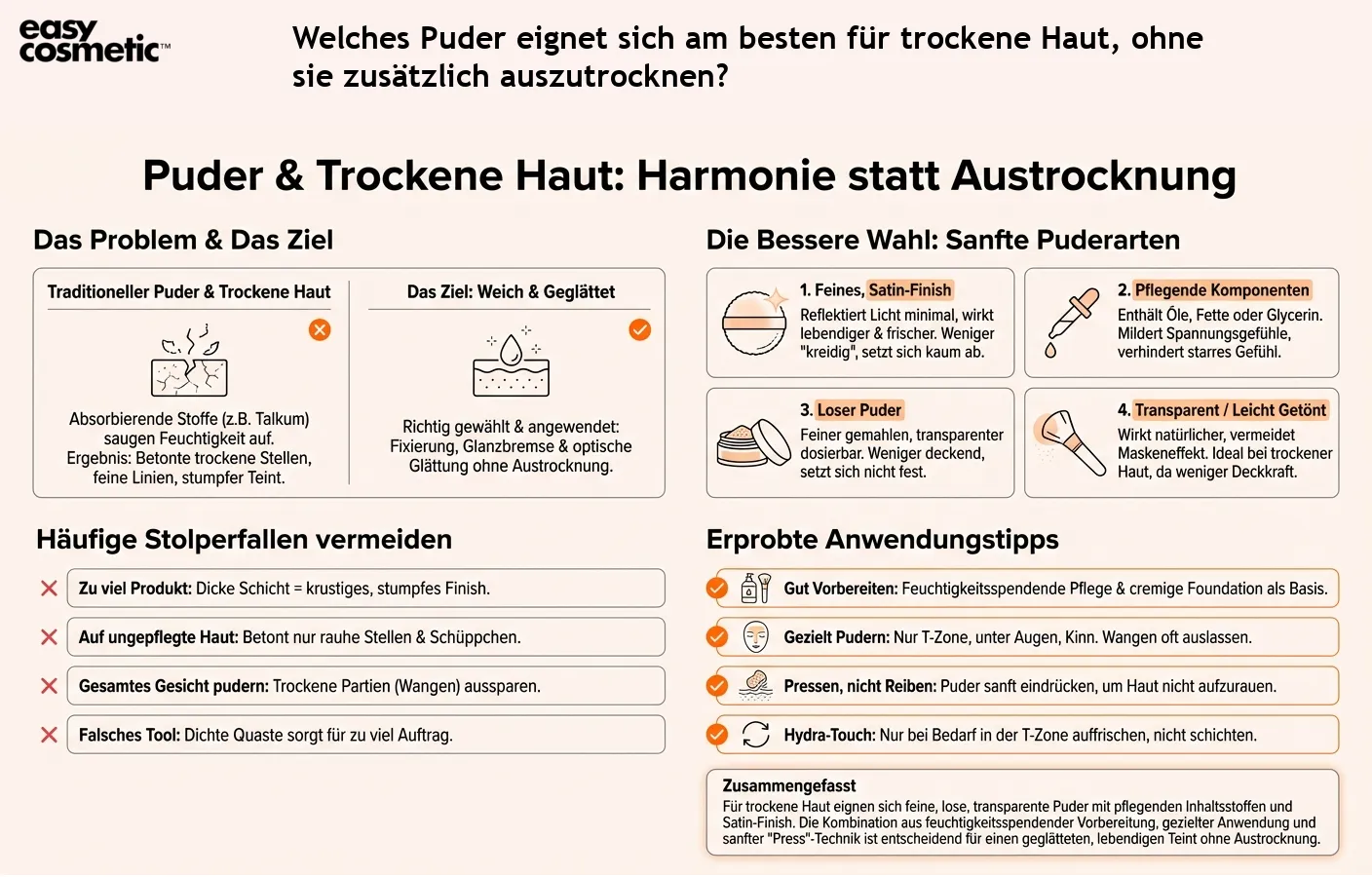 Welches Puder eignet sich am besten für trockene Haut, ohne sie zusätzlich auszutrocknen?