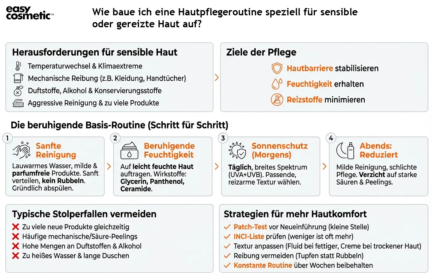 Wie baue ich eine Hautpflegeroutine speziell für sensible oder gereizte Haut auf?