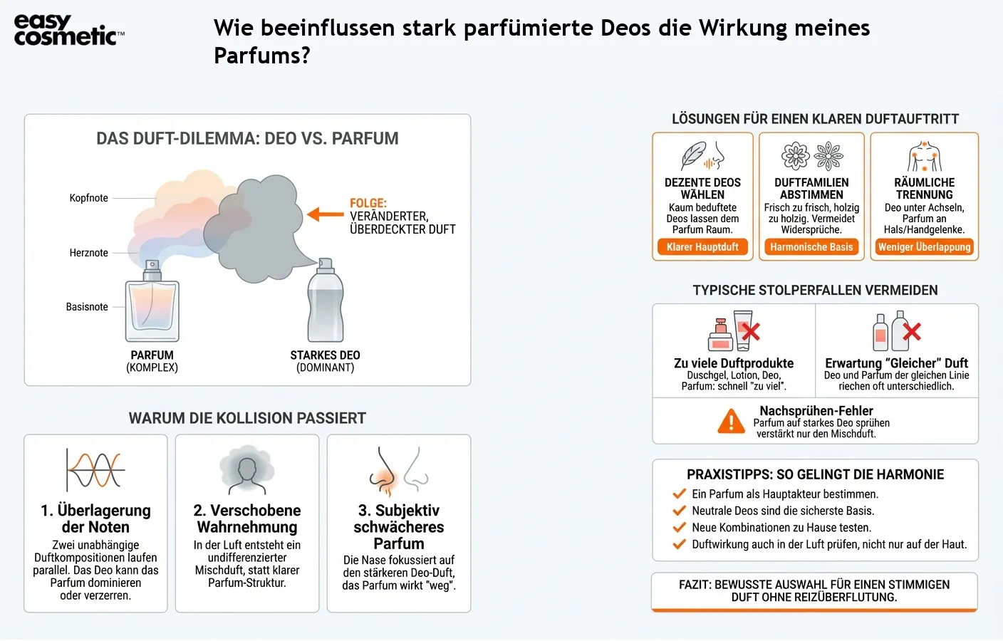 Wie beeinflussen stark parfümierte Deos die Wirkung meines Parfums?