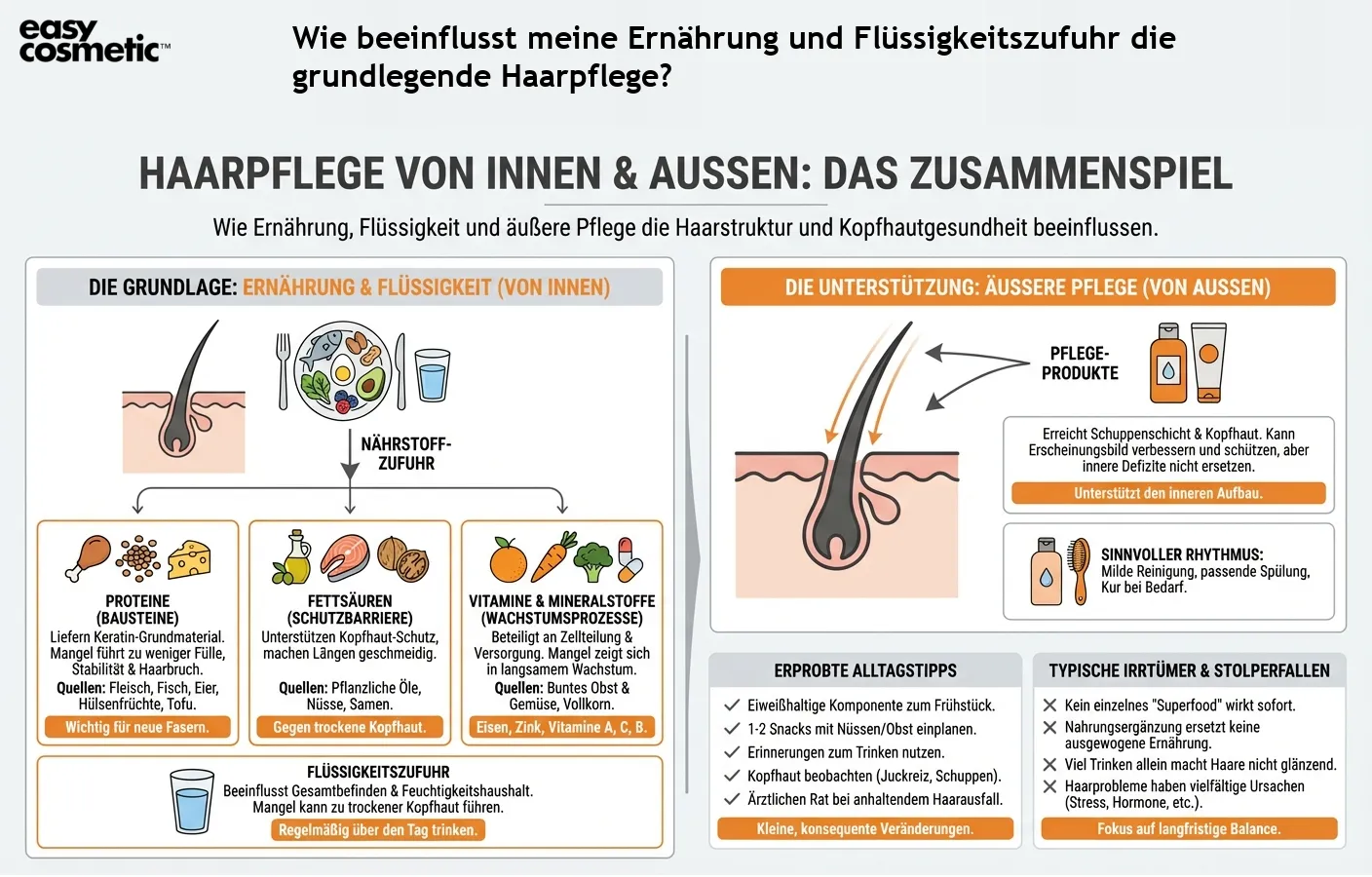 Wie beeinflusst meine Ernährung und Flüssigkeitszufuhr die grundlegende Haarpflege?