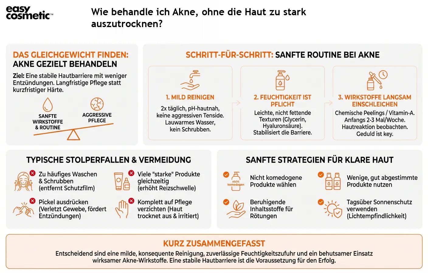 Wie behandle ich Akne, ohne die Haut zu stark auszutrocknen?
