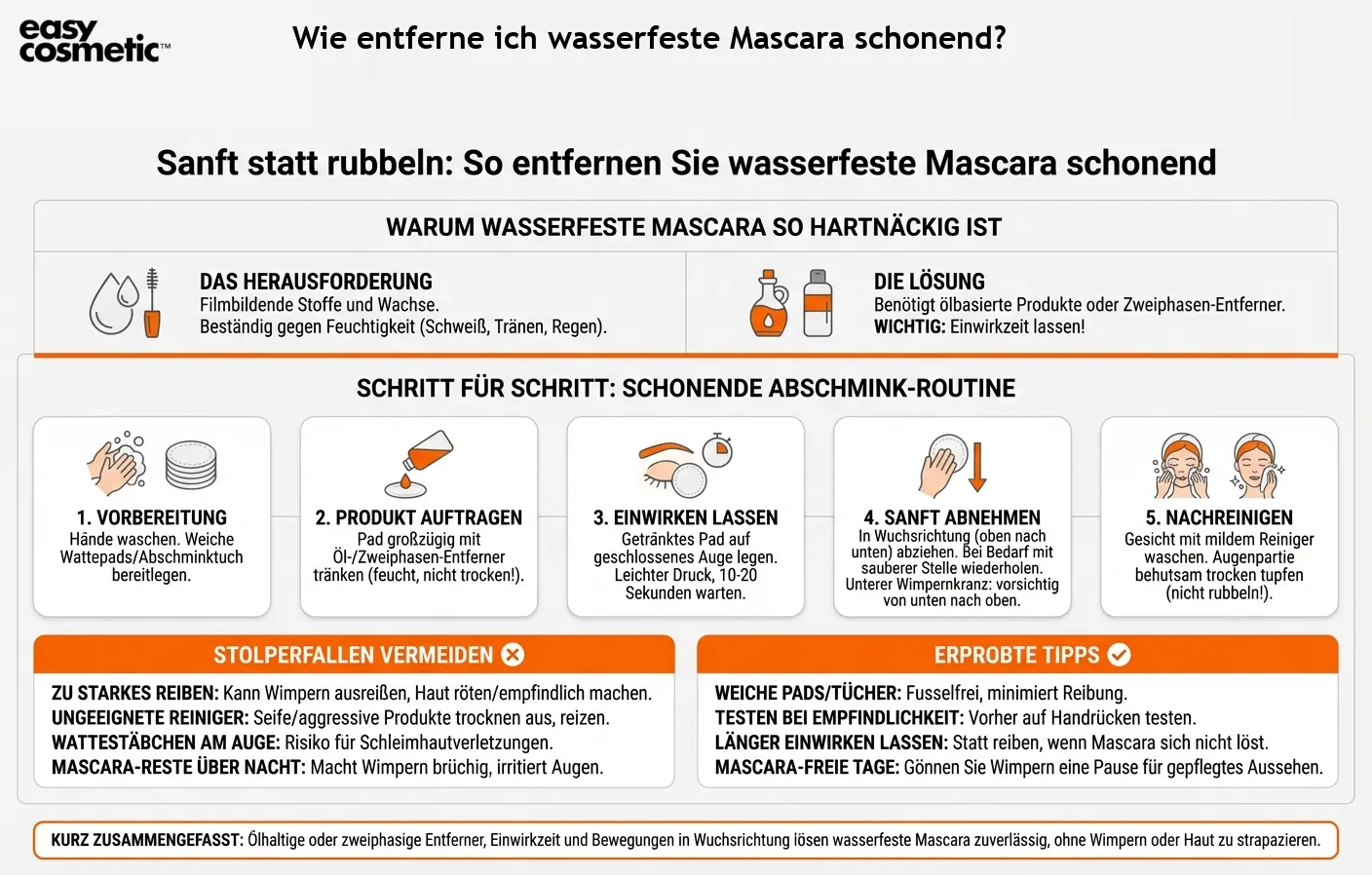 Wie entferne ich wasserfeste Mascara schonend?