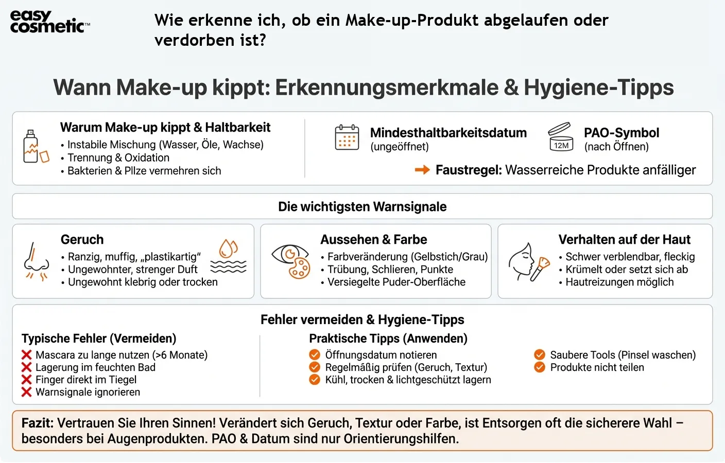 Wie erkenne ich, ob ein Make-up-Produkt abgelaufen oder verdorben ist?