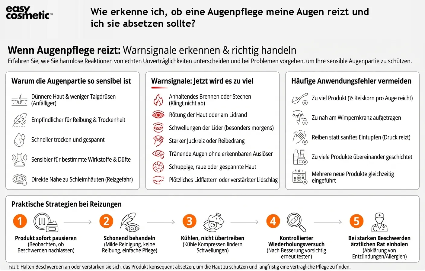 Wie erkenne ich, ob eine Augenpflege meine Augen reizt und ich sie absetzen sollte?