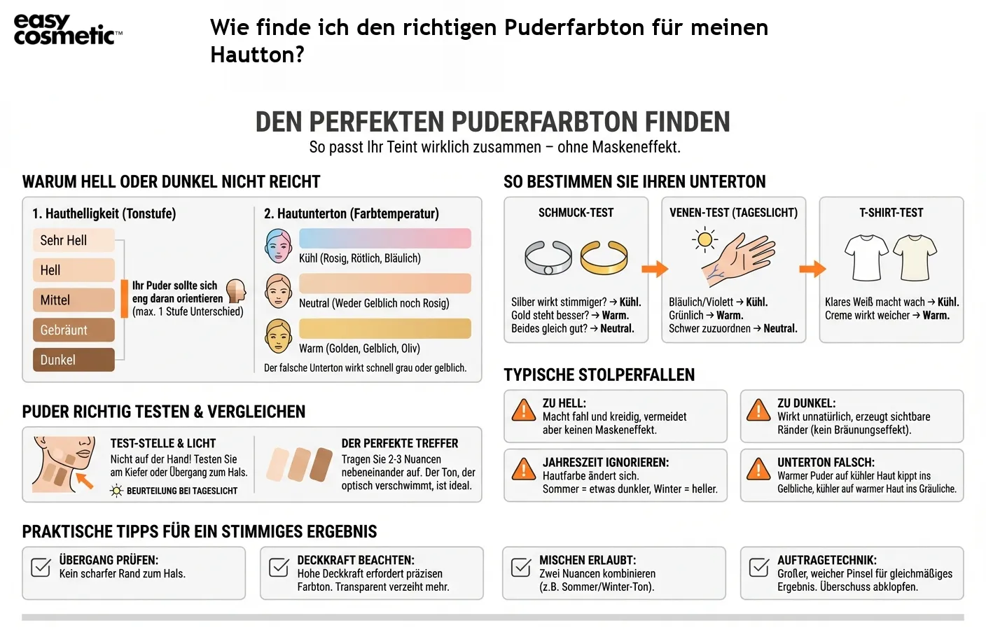 Wie finde ich den richtigen Puderfarbton für meinen Hautton?