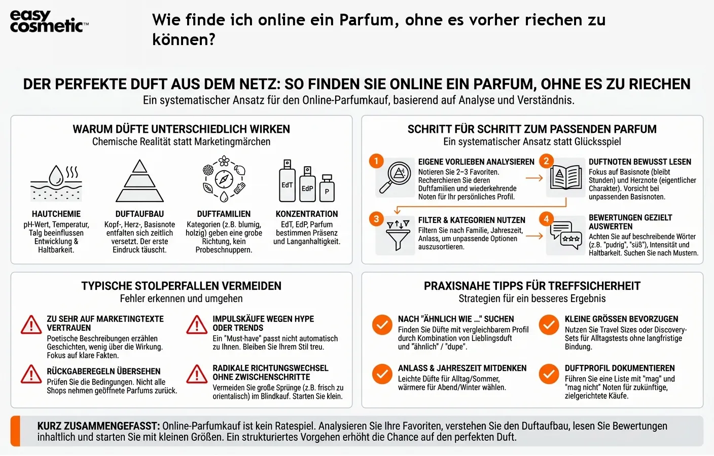 Wie finde ich online ein Parfum, ohne es vorher riechen zu können?