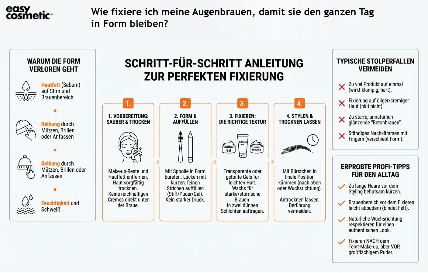Wie fixiere ich meine Augenbrauen, damit sie den ganzen Tag in Form bleiben?