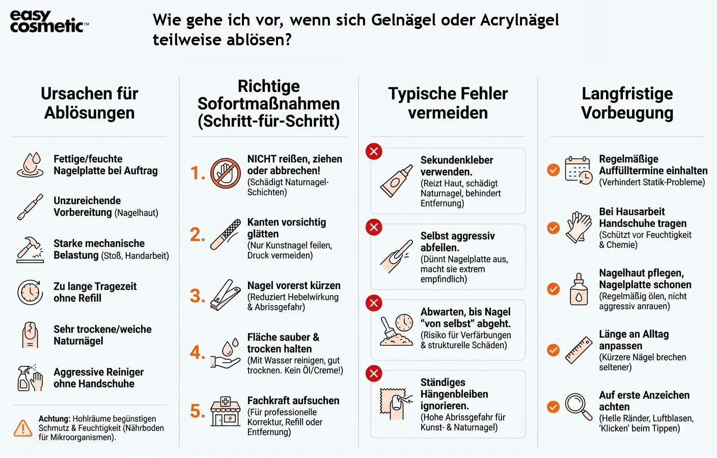 Wie gehe ich vor, wenn sich Gelnägel oder Acrylnägel teilweise ablösen?