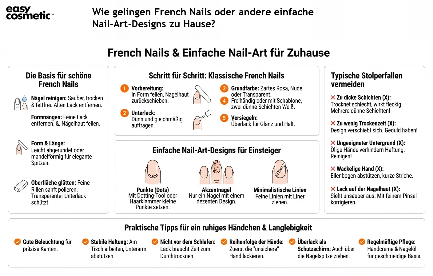 Wie gelingen French Nails oder andere einfache Nail-Art-Designs zu Hause?