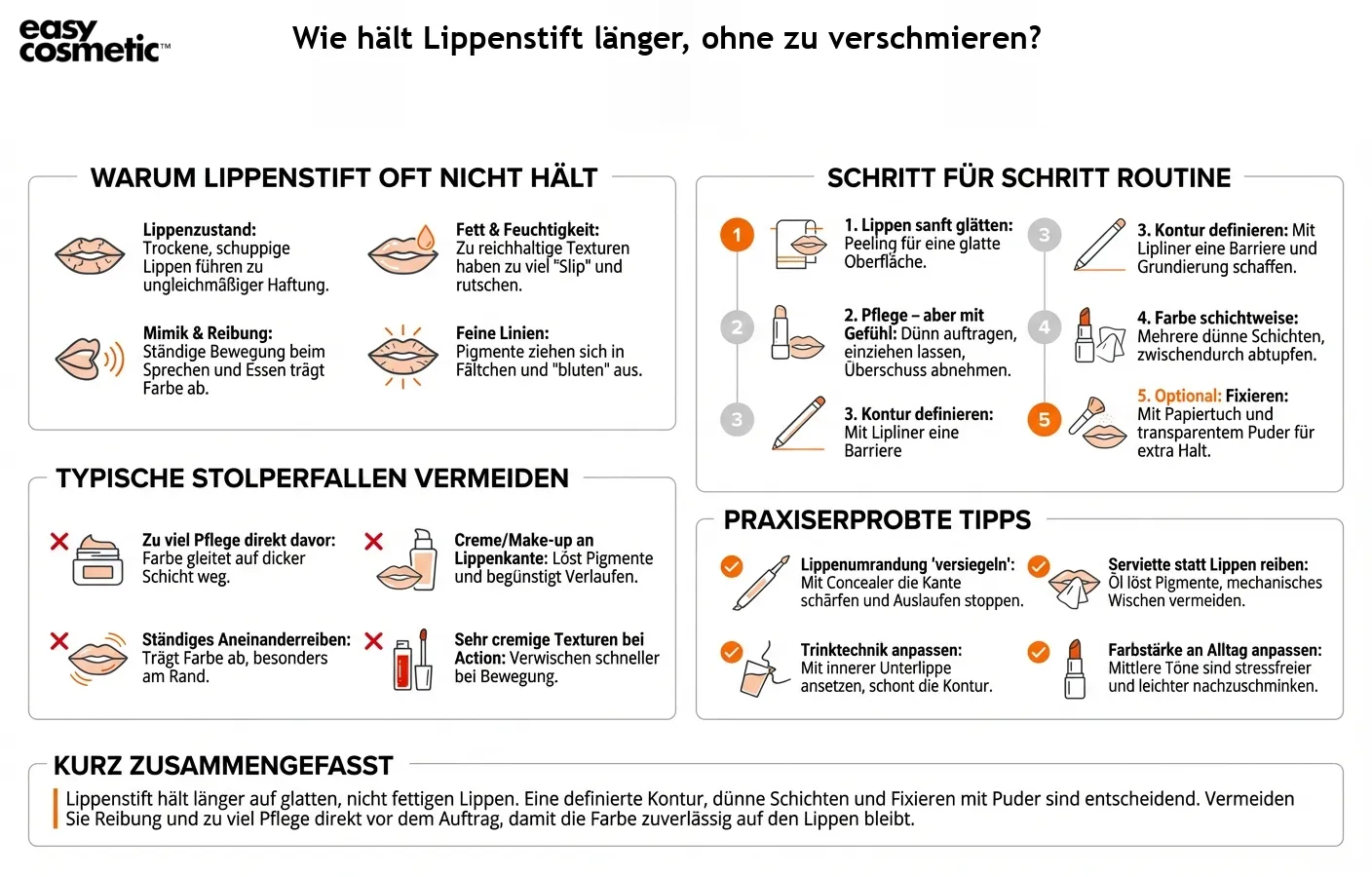 Wie hält Lippenstift länger, ohne zu verschmieren?
