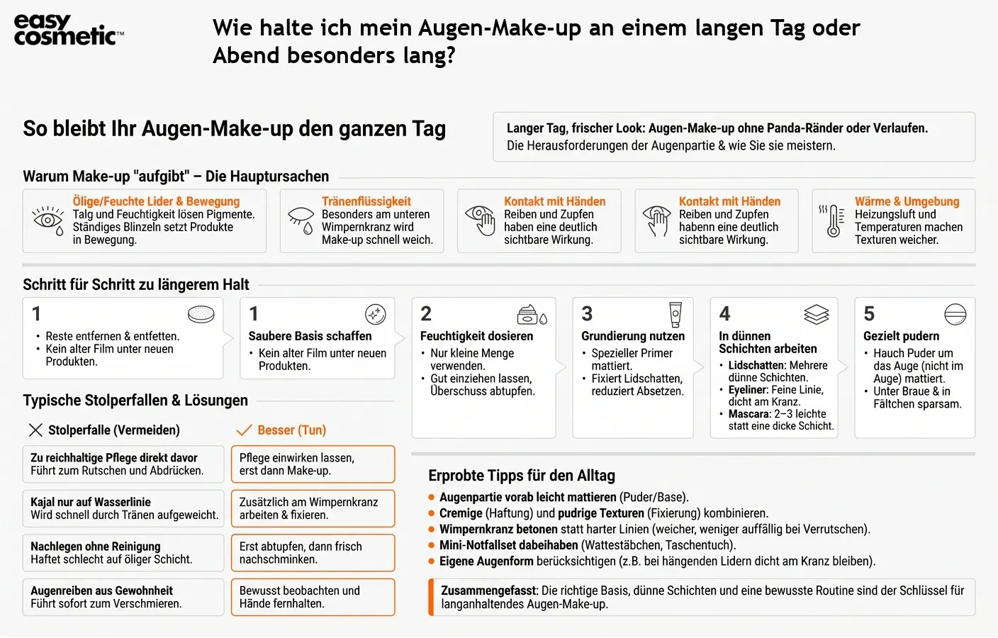 Wie halte ich mein Augen-Make-up an einem langen Tag oder Abend besonders lang?