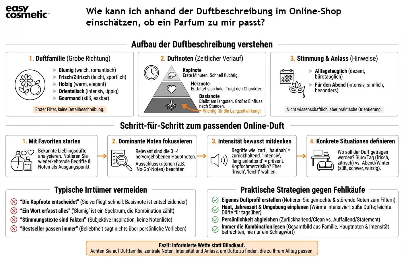 Wie kann ich anhand der Duftbeschreibung im Online-Shop einschätzen, ob ein Parfum zu mir passt?