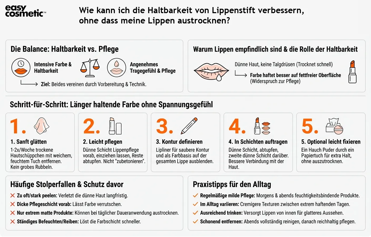 Wie kann ich die Haltbarkeit von Lippenstift verbessern, ohne dass meine Lippen austrocknen?
