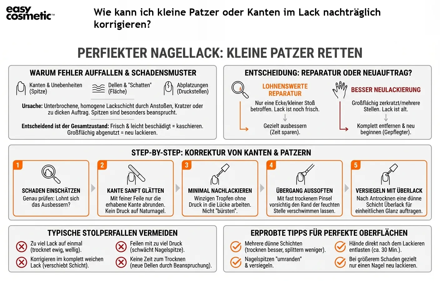 Wie kann ich kleine Patzer oder Kanten im Lack nachträglich korrigieren?