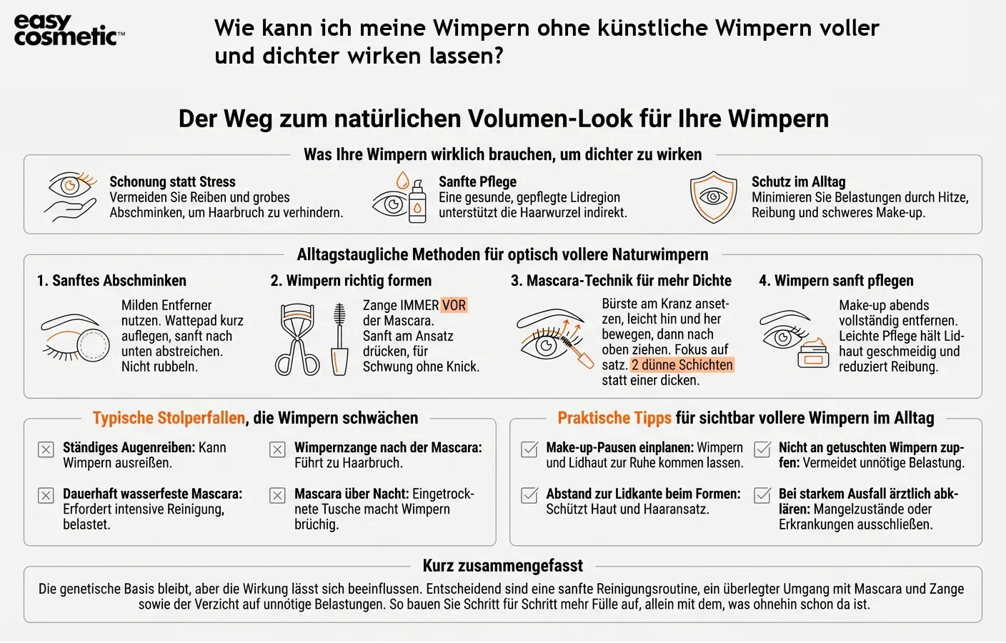 Wie kann ich meine Wimpern ohne künstliche Wimpern voller und dichter wirken lassen?