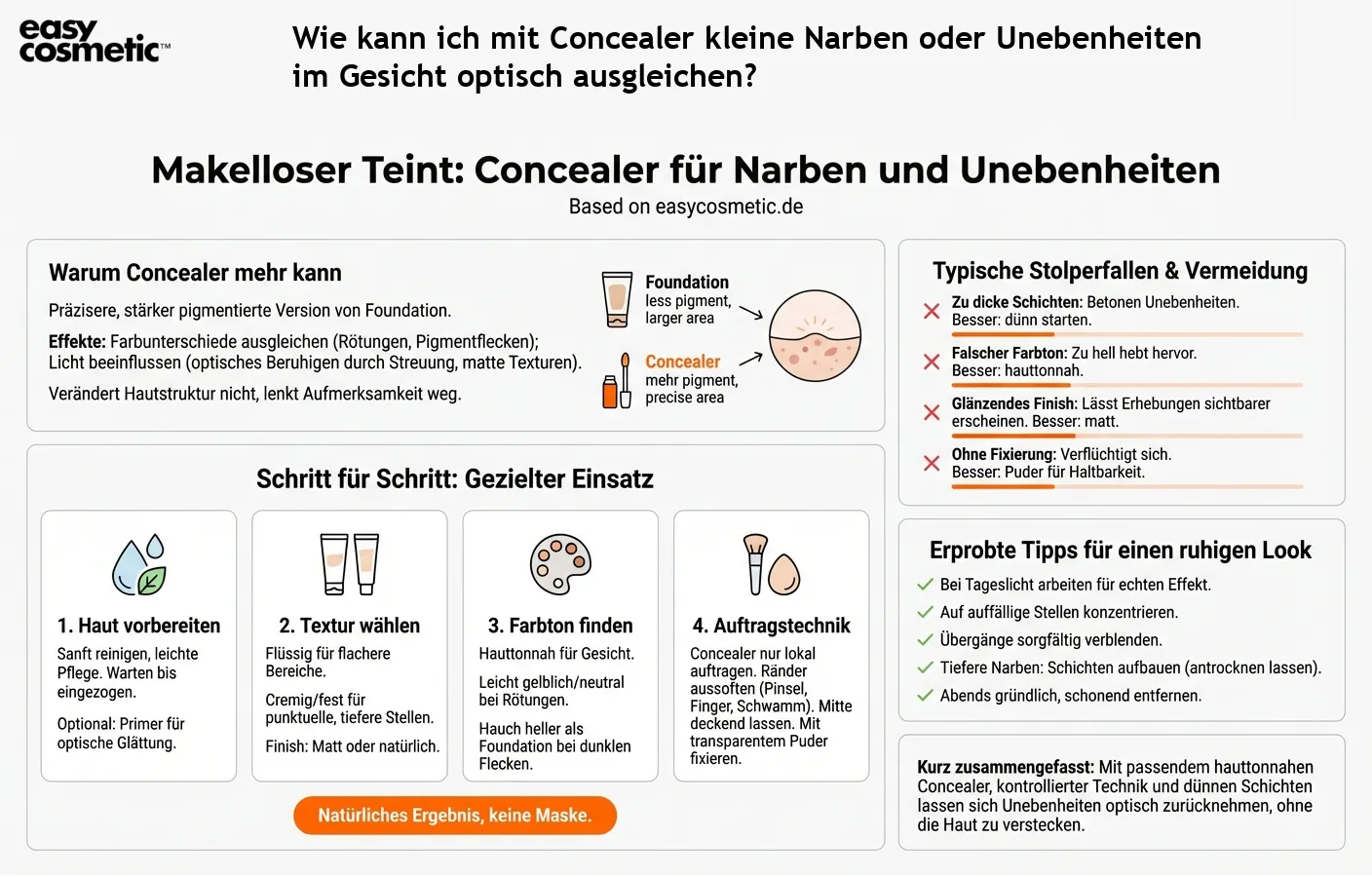Wie kann ich mit Concealer kleine Narben oder Unebenheiten im Gesicht optisch ausgleichen?