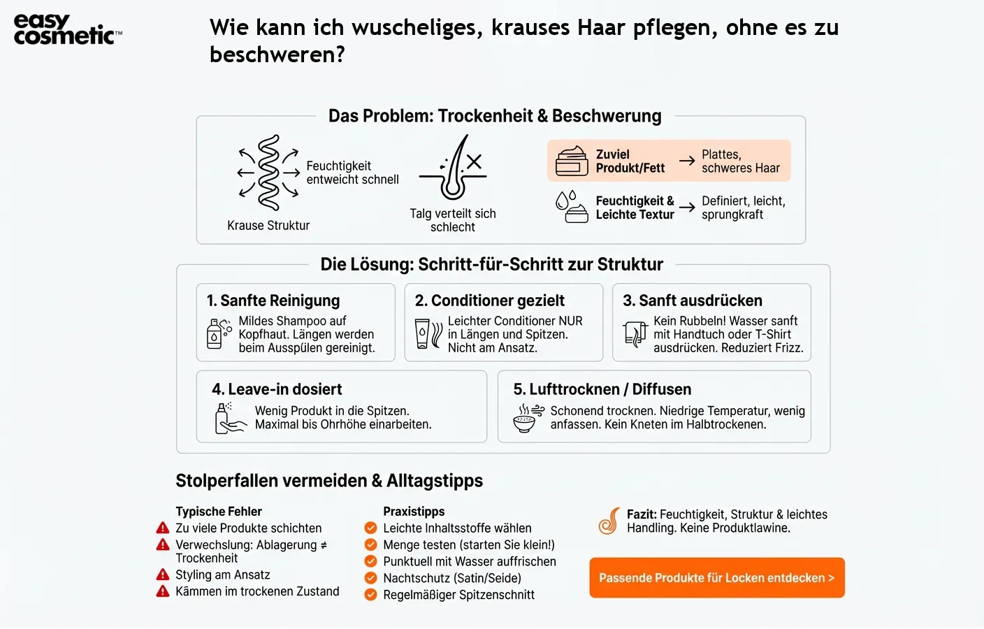 Wie kann ich wuscheliges, krauses Haar pflegen, ohne es zu beschweren?