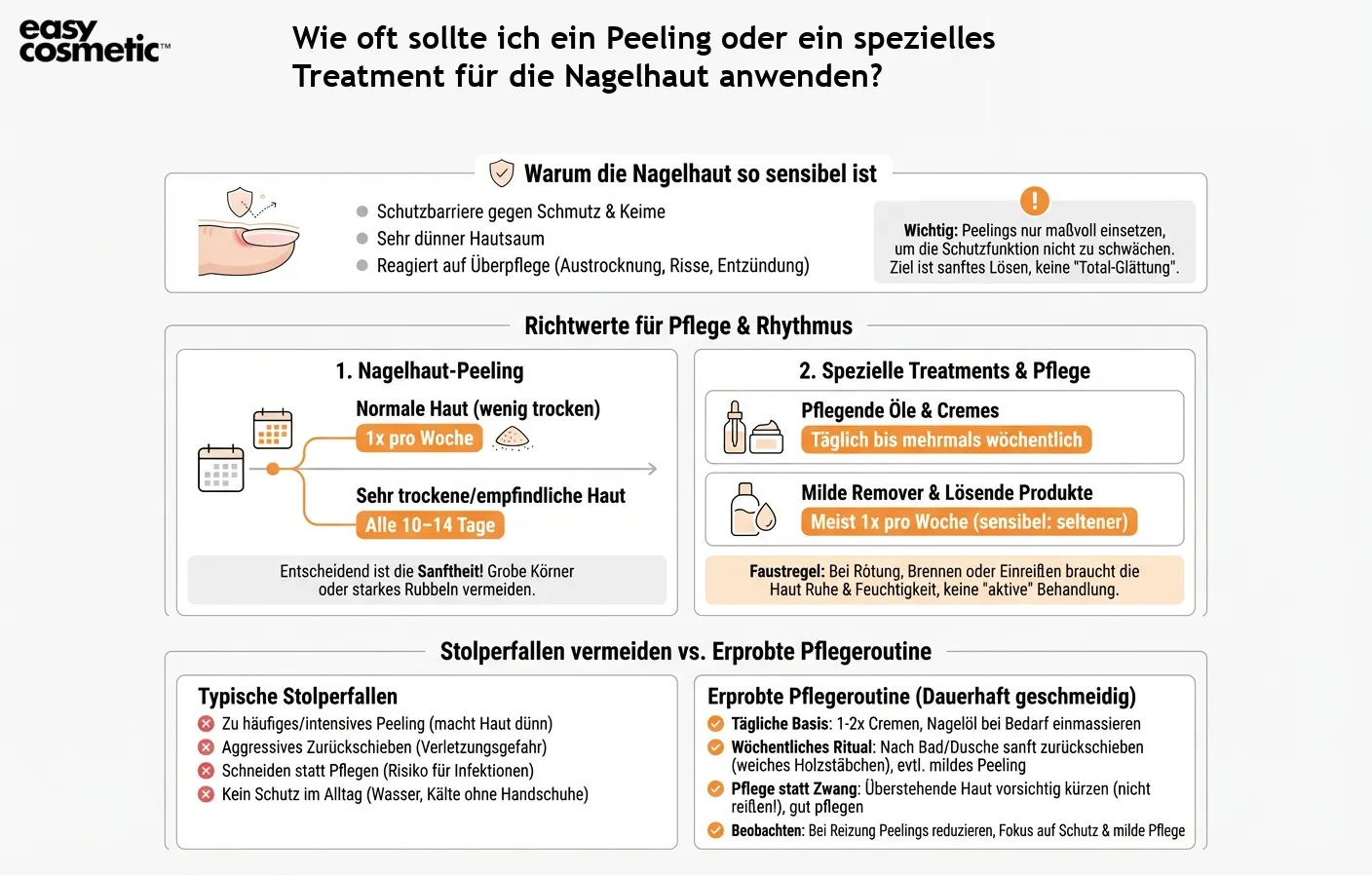 Wie oft sollte ich ein Peeling oder ein spezielles Treatment für die Nagelhaut anwenden?