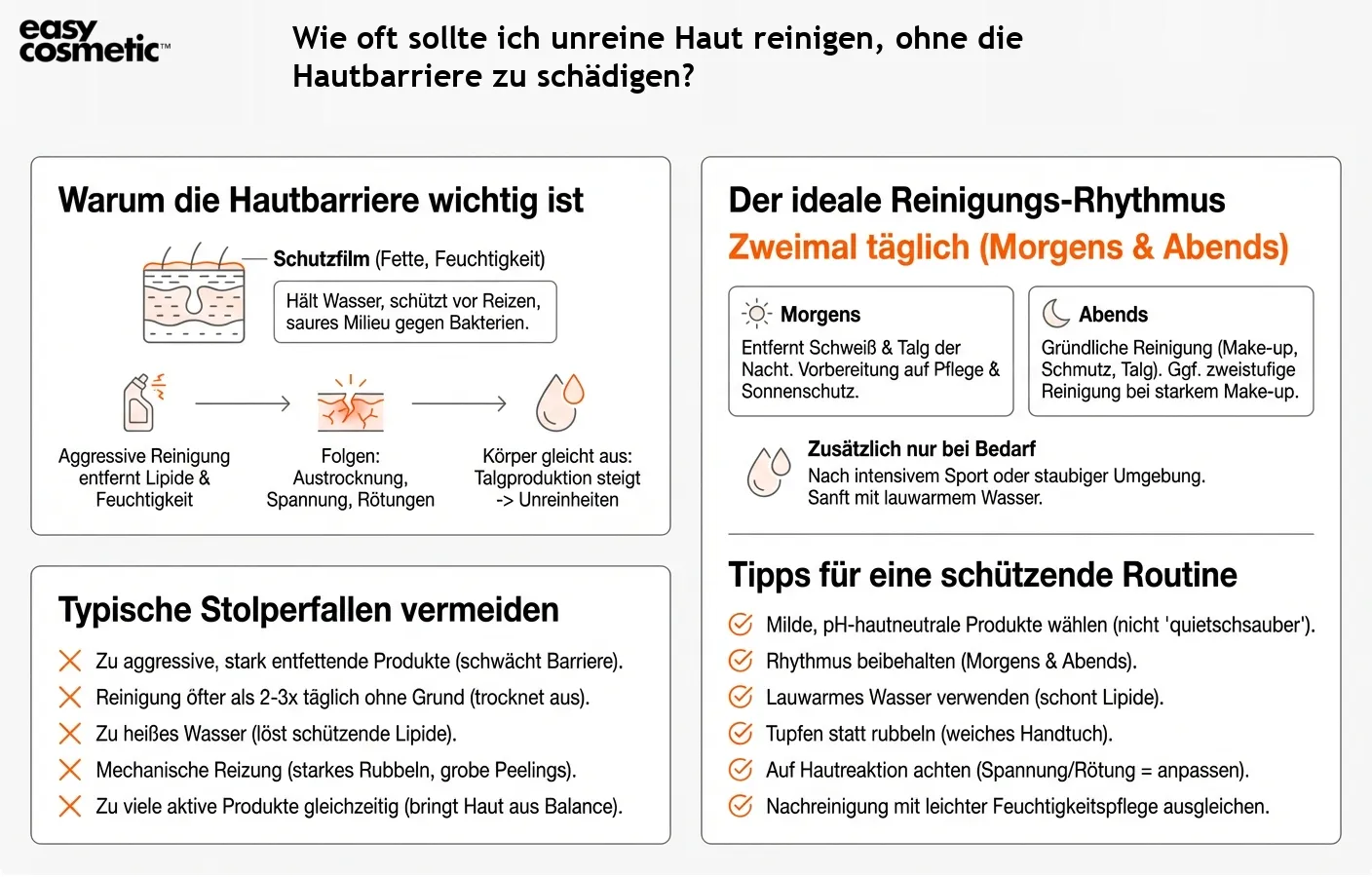 Wie oft sollte ich unreine Haut reinigen, ohne die Hautbarriere zu schädigen?