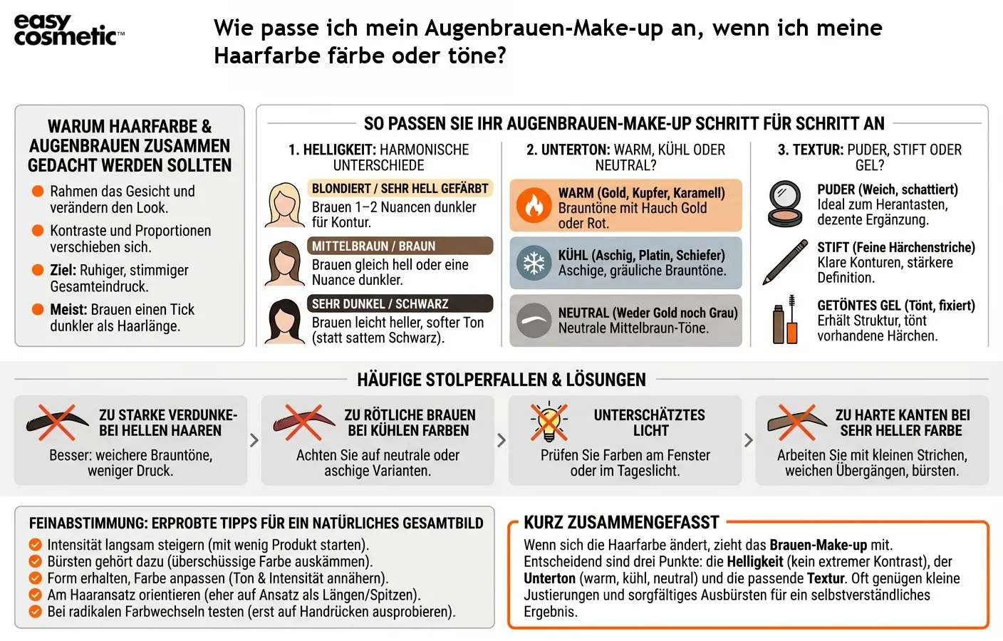 Wie passe ich mein Augenbrauen-Make-up an, wenn ich meine Haarfarbe färbe oder töne?