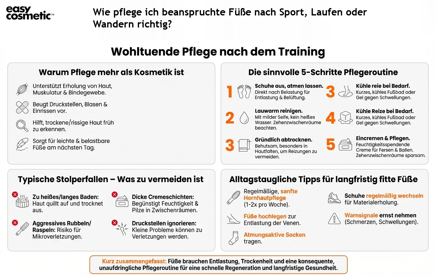 Wie pflege ich beanspruchte Füße nach Sport, Laufen oder Wandern richtig?