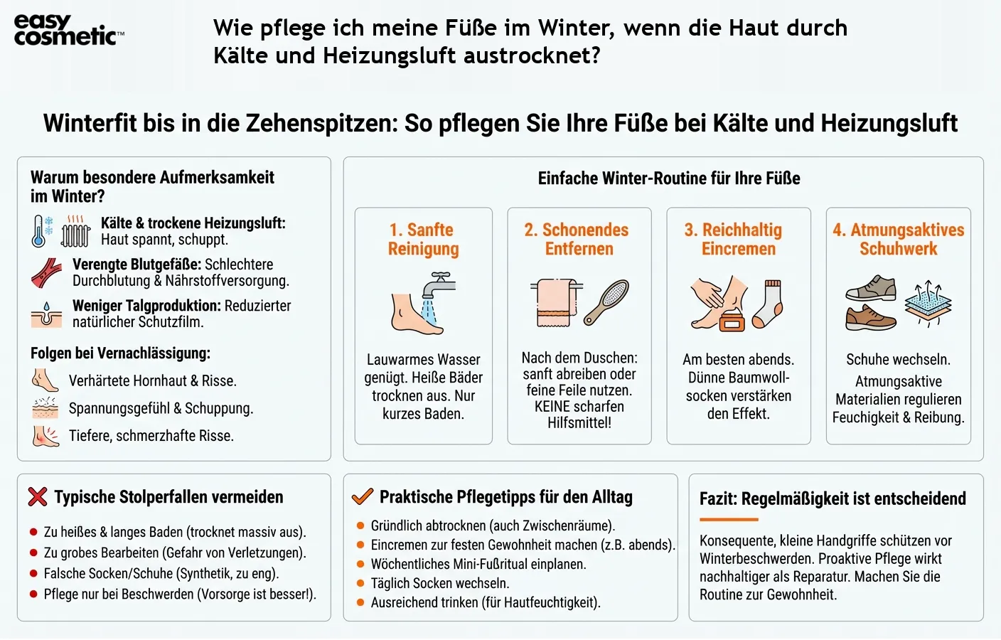 Wie pflege ich meine Füße im Winter, wenn die Haut durch Kälte und Heizungsluft austrocknet?