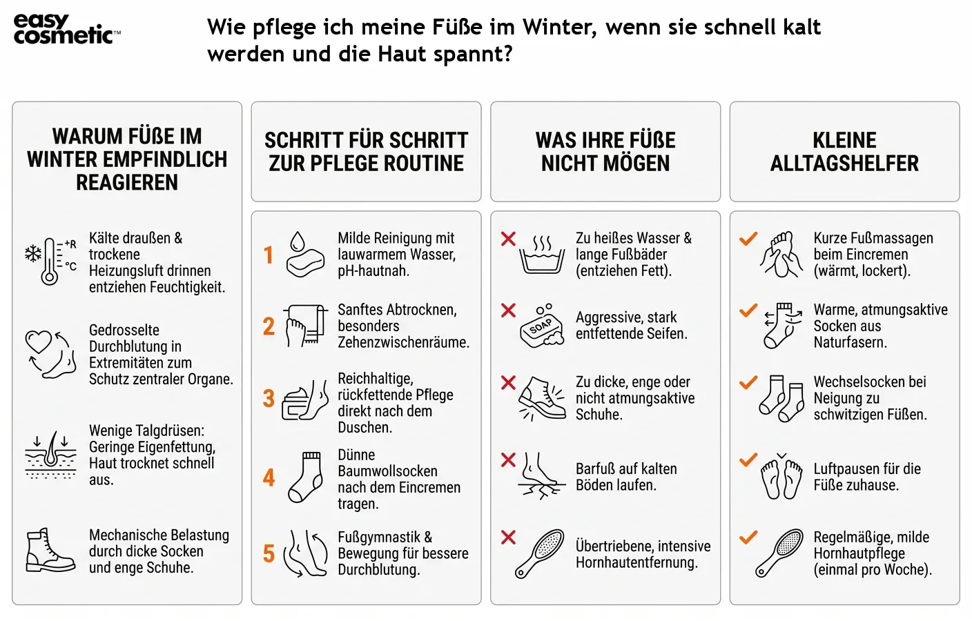 Wie pflege ich meine Füße im Winter, wenn sie schnell kalt werden und die Haut spannt?