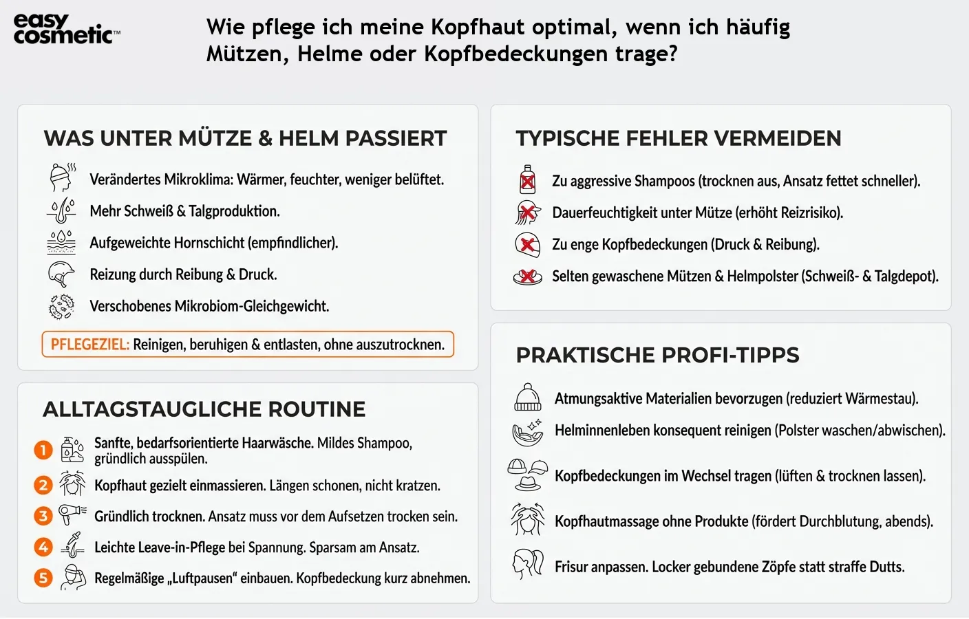 Wie pflege ich meine Kopfhaut optimal, wenn ich häufig Mützen, Helme oder Kopfbedeckungen trage?