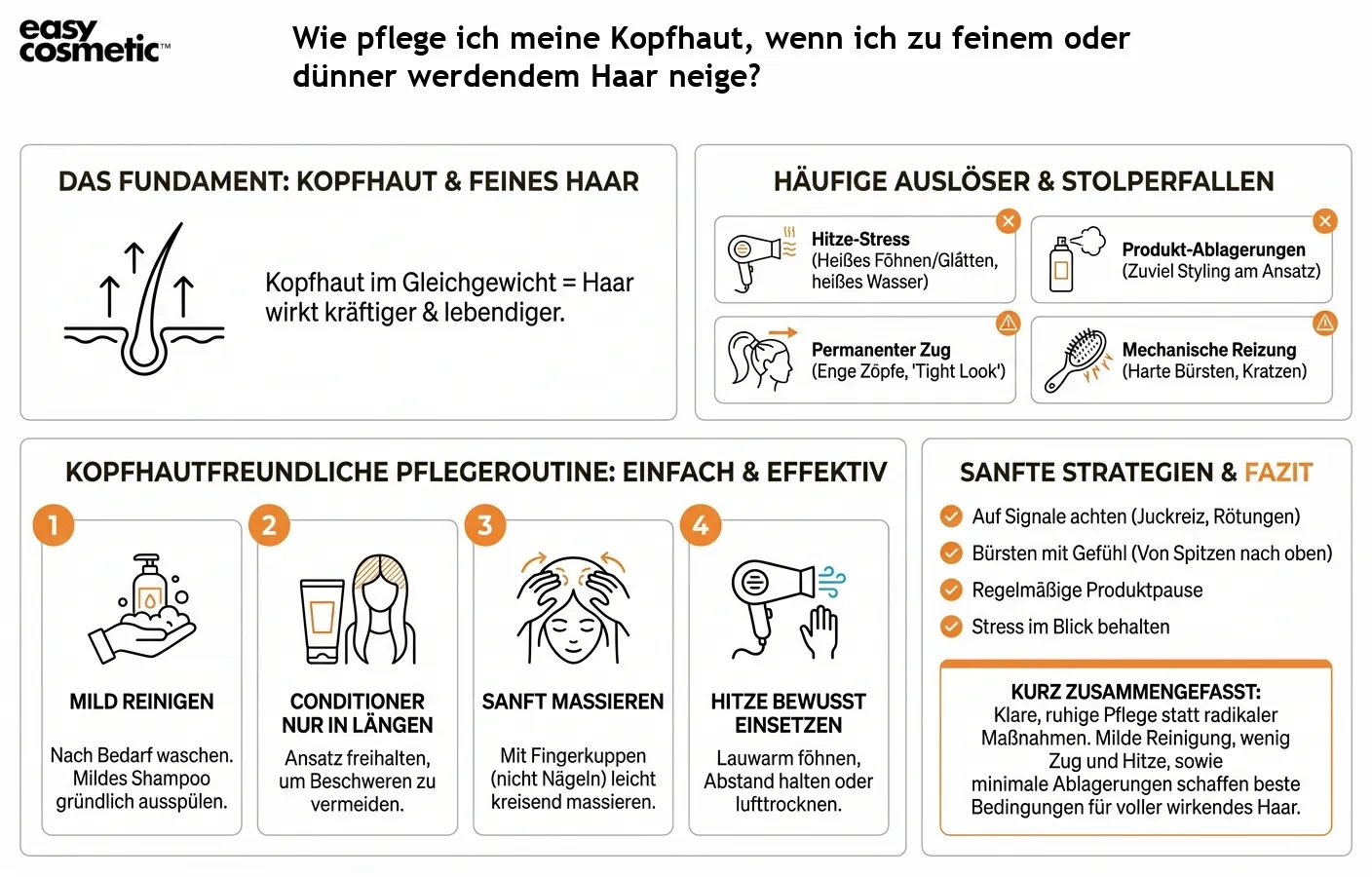 Wie pflege ich meine Kopfhaut, wenn ich zu feinem oder dünner werdendem Haar neige?