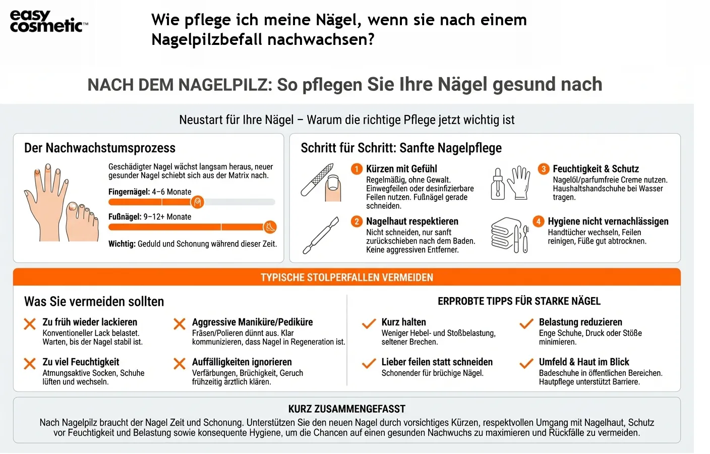 Wie pflege ich meine Nägel, wenn sie nach einem Nagelpilzbefall nachwachsen?