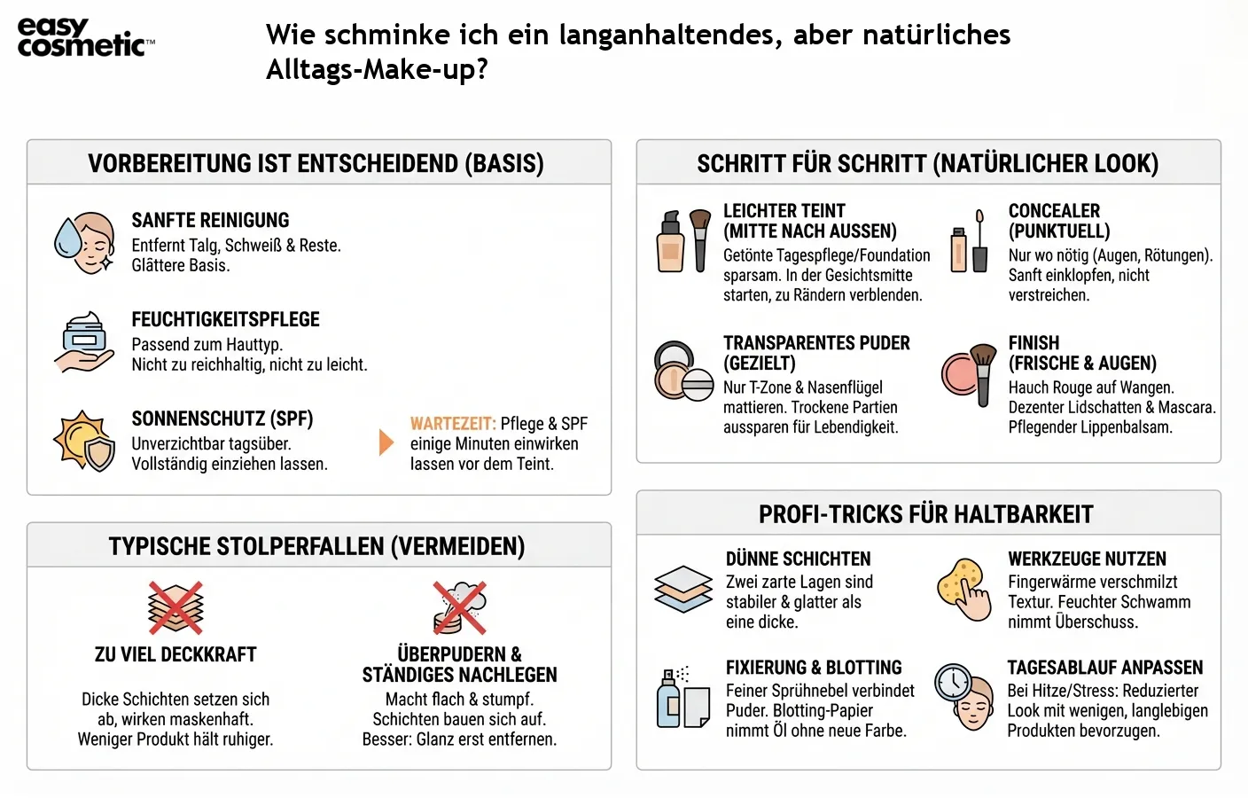 Wie schminke ich ein langanhaltendes, aber natürliches Alltags-Make-up?